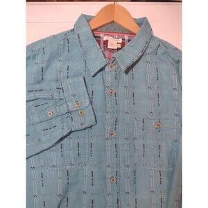 Carbon 2 Cobalt Shirt Mens XXL Tall Teal Flannel Plaid Lined Southwest Aztec
